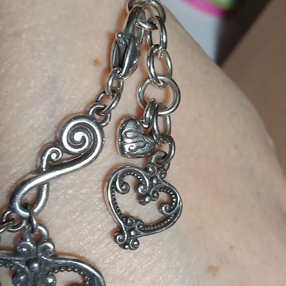 Brighton Jewelry - Brighton Scroll Hearts Silver Bracelet Adjustable